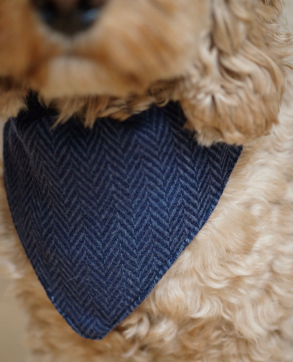 Tweed Bandana Herringbone Navy