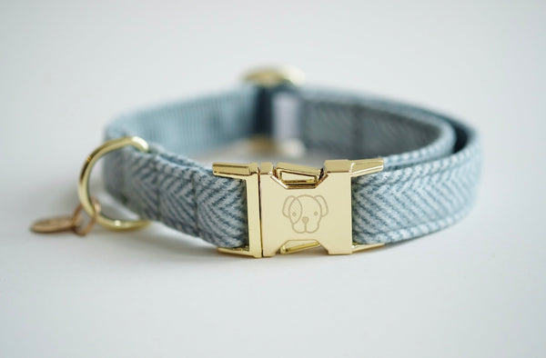 Dog Collar Wool Light Blue