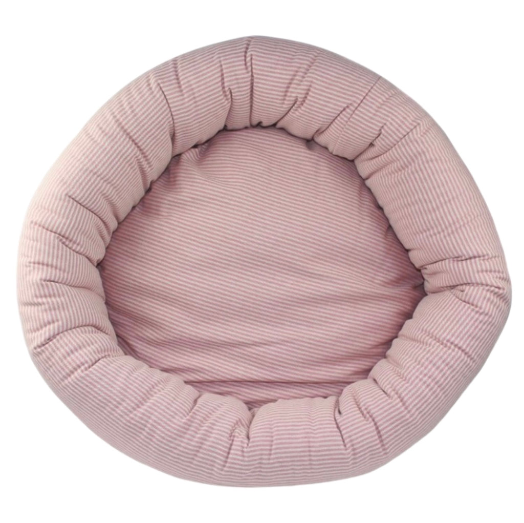 Round Dog Bed Rose Stripes