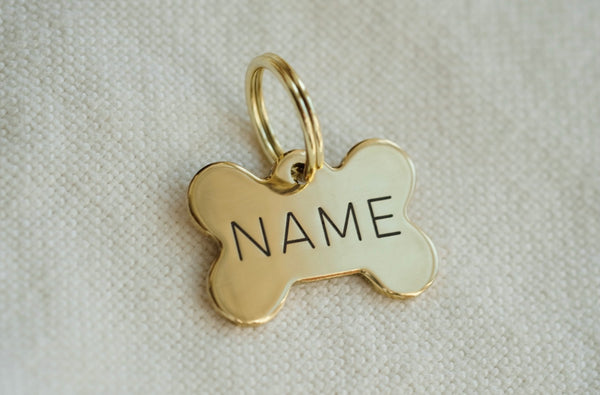 Bone Shaped Brass Dog Tag -  Regular