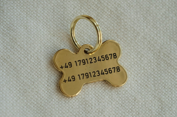 Bone Shaped Brass Dog Tag -  Regular