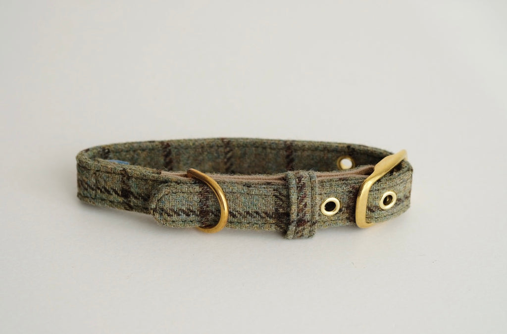 Tweed Dog Collar Green Nugget Nielsen