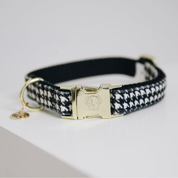 Dog Collar Pied-de-Poule Black