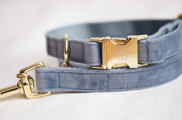 Dog Collar Velvet Light Blue