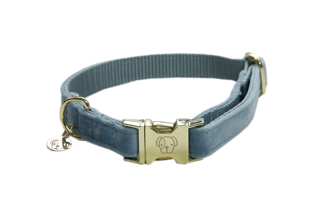 Dog Collar Velvet Light Blue