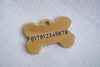 Bone Shaped Brass Dog Tag - Cursive