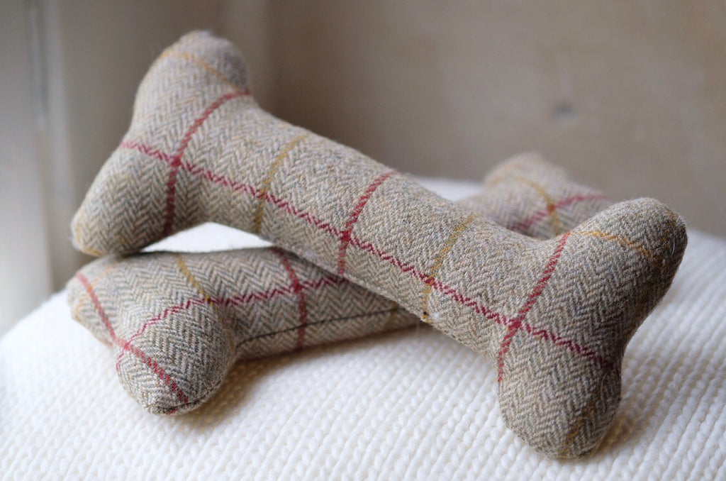 Tweed Bone Dog Toy Beige