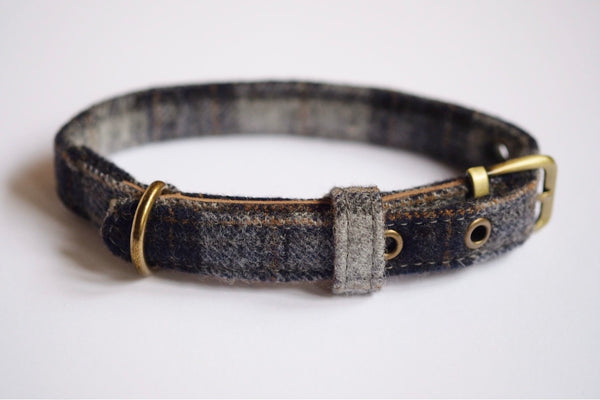 Tweed Dog Collar Navy